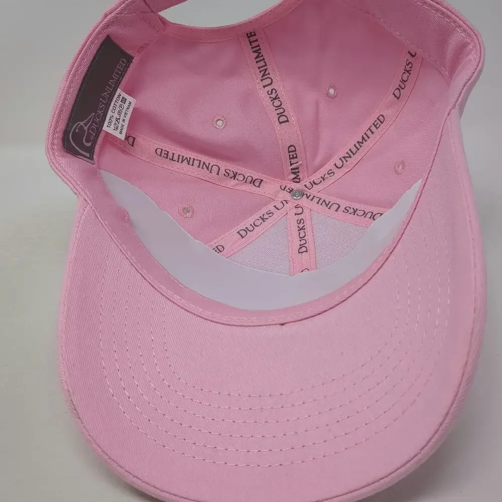 Ducks Unlimited Baseball Cap Pink One Size Strapback Feather Logo Hat Cotton
